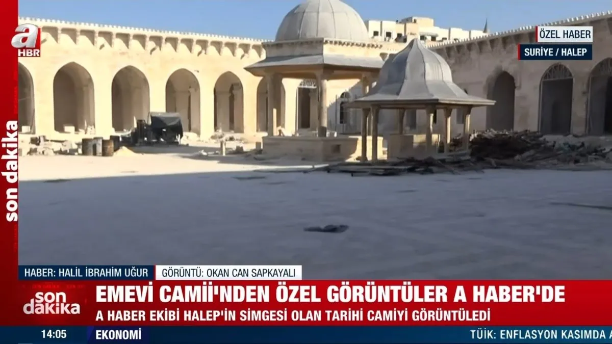 Esad rejiminden alınan Halep’te tarihi anlar: A HaberEmevi Camii’ni görüntüledi